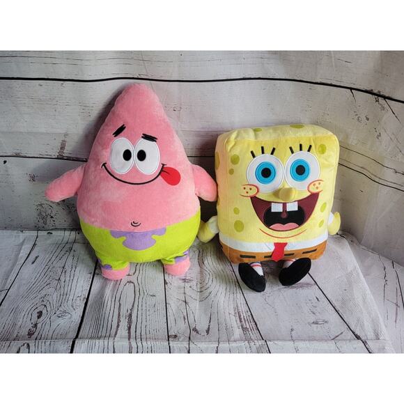 Spongebob Squarepants and Patrick Star 12 In Plush Lot Of 2 Stuffed Plush - Picture 1 of 6
